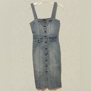 Grlfrnd Petra Women's Light Wash Premium Denim XS Button-Down Dress